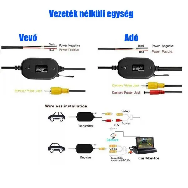 4.3" Összecsukható monitor vezeték nélküli HD éjjellátó tolatókamerával - Image 10
