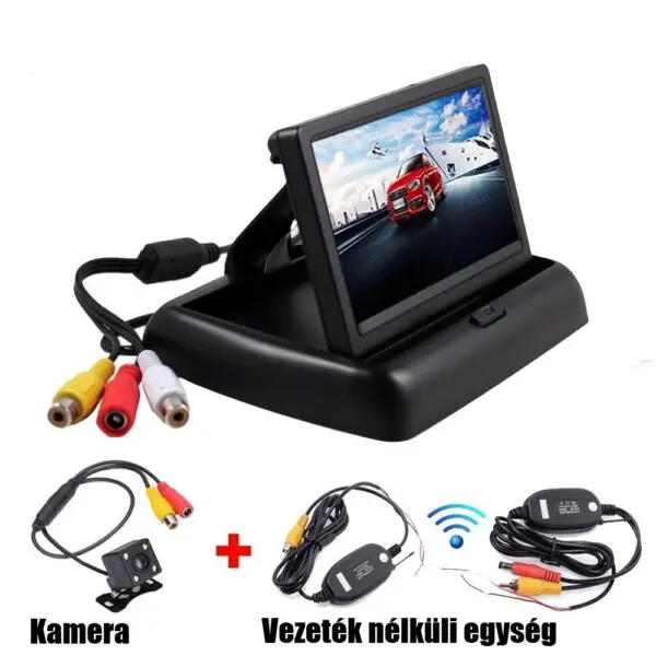 4.3" Összecsukható monitor vezeték nélküli HD éjjellátó tolatókamerával - Image 2