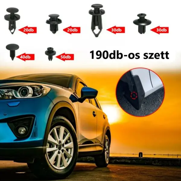 Autó karosszéria rögzítő patent/szegecs szett 190db - Image 2