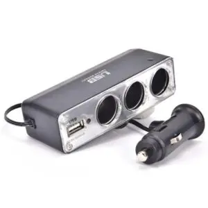 Szivargyújtó elosztó 3-as, USB aljzattal